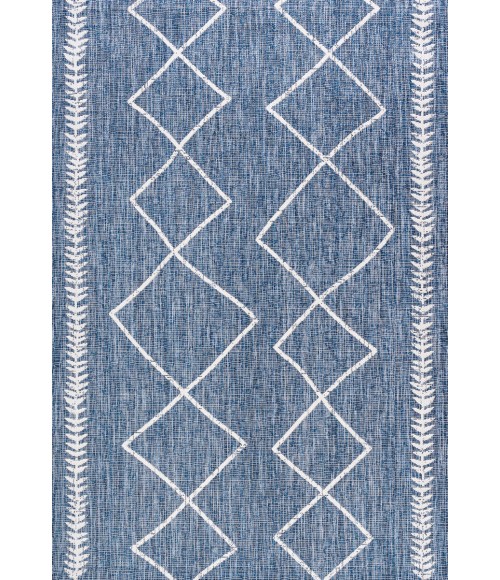 SANTA MONICA Area Rug Derya Tribal Diamond Trellis Blue/Ivory 5 ft. x 8 ft. Indoor/Outdoor Area Rug