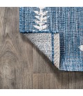 SANTA MONICA Area Rug Derya Tribal Diamond Trellis Blue/Ivory 2 ft. x 10 ft. Indoor/Outdoor Runner Rug