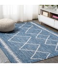 SANTA MONICA Area Rug Derya Tribal Diamond Trellis Blue/Ivory 5 ft. x 8 ft. Indoor/Outdoor Area Rug