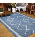 SANTA MONICA Area Rug Derya Tribal Diamond Trellis Blue/Ivory 5 ft. x 8 ft. Indoor/Outdoor Area Rug