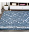 SANTA MONICA Area Rug Derya Tribal Diamond Trellis Blue/Ivory 5 ft. x 8 ft. Indoor/Outdoor Area Rug