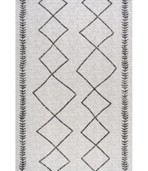 SANTA MONICA Area Rug Derya Tribal Diamond Trellis Ivory/Black 8 ft. x 10 ft. Indoor/Outdoor Area Rug