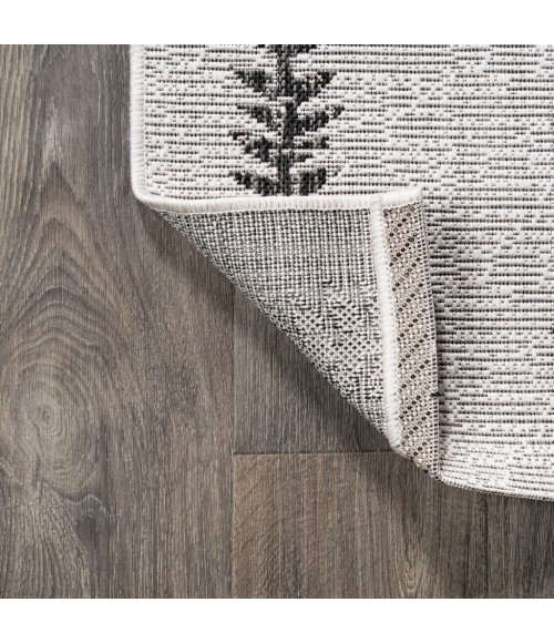 SANTA MONICA Area Rug Derya Tribal Diamond Trellis Ivory/Black 2 ft. x 8 ft. Indoor/Outdoor Runner Rug