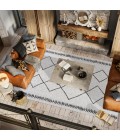 SANTA MONICA Area Rug Derya Tribal Diamond Trellis Ivory/Black 8 ft. x 10 ft. Indoor/Outdoor Area Rug
