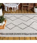 SANTA MONICA Area Rug Derya Tribal Diamond Trellis Ivory/Black 8 ft. x 10 ft. Indoor/Outdoor Area Rug