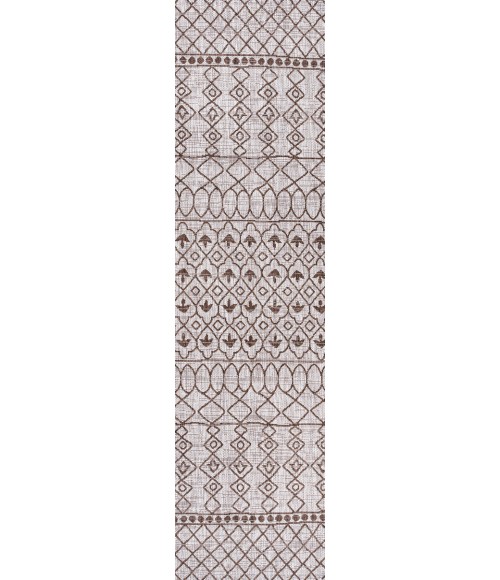Kafel Tribal Bohemian Beige/Brown 2 ft. x 8 ft. Indoor/Outdoor Runner Rug