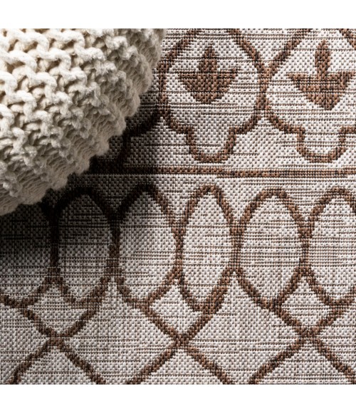 Kafel Tribal Bohemian Beige/Brown 2 ft. x 8 ft. Indoor/Outdoor Runner Rug