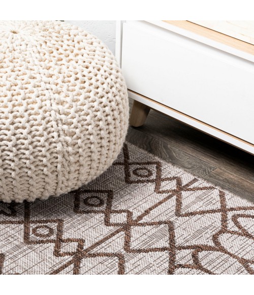 Kafel Tribal Bohemian Beige/Brown 2 ft. x 8 ft. Indoor/Outdoor Runner Rug