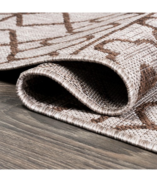 Kafel Tribal Bohemian Beige/Brown 2 ft. x 8 ft. Indoor/Outdoor Runner Rug