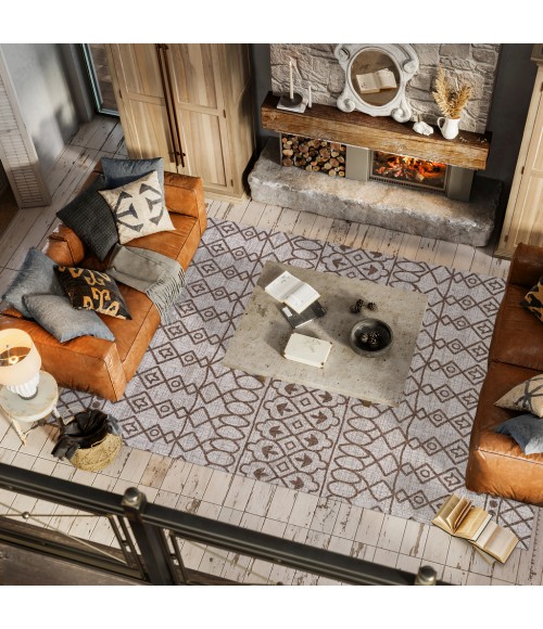 Kafel Tribal Bohemian Beige/Brown 4 ft. x 6 ft. Indoor/Outdoor Area Rug