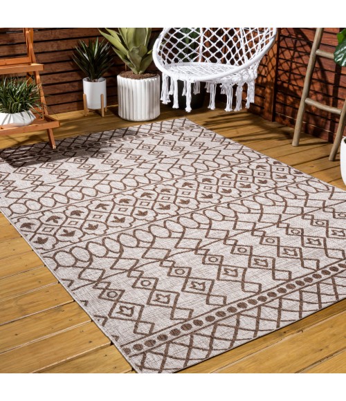 Kafel Tribal Bohemian Beige/Brown 4 ft. x 6 ft. Indoor/Outdoor Area Rug