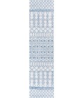 Kafel Tribal Bohemian Ivory/Blue 2 ft. x 8 ft. Indoor/Outdoor Runner Rug