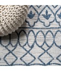 Kafel Tribal Bohemian Ivory/Blue 2 ft. x 8 ft. Indoor/Outdoor Runner Rug