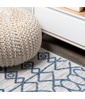 Kafel Tribal Bohemian Ivory/Blue 2 ft. x 8 ft. Indoor/Outdoor Runner Rug
