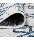 Kafel Tribal Bohemian Ivory/Blue 2 ft. x 8 ft. Indoor/Outdoor Runner Rug