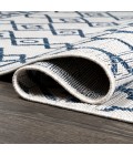 Kafel Tribal Bohemian Ivory/Blue 2 ft. x 8 ft. Indoor/Outdoor Runner Rug