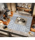 Kafel Tribal Bohemian Ivory/Blue 3 ft. x 5 ft. Indoor/Outdoor Area Rug
