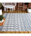 Kafel Tribal Bohemian Ivory/Blue 3 ft. x 5 ft. Indoor/Outdoor Area Rug
