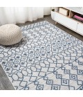 Kafel Tribal Bohemian Ivory/Blue 3 ft. x 5 ft. Indoor/Outdoor Area Rug