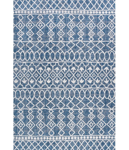 Kafel Tribal Bohemian Blue/Ivory 4 ft. x 6 ft. Indoor/Outdoor Area Rug