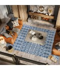 Kafel Tribal Bohemian Blue/Ivory 4 ft. x 6 ft. Indoor/Outdoor Area Rug