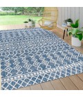 Kafel Tribal Bohemian Blue/Ivory 4 ft. x 6 ft. Indoor/Outdoor Area Rug