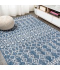 Kafel Tribal Bohemian Blue/Ivory 4 ft. x 6 ft. Indoor/Outdoor Area Rug
