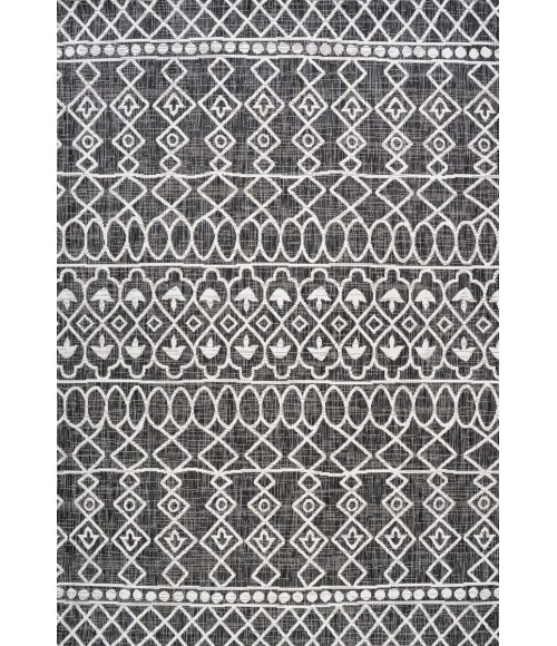 SANTA MONICA Area Rug Kafel Tribal Bohemian Black/Ivory 3 ft. x 5 ft. Indoor/Outdoor Area Rug