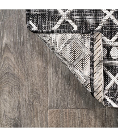 SANTA MONICA Area Rug Kafel Tribal Bohemian Black/Ivory 2 ft. x 10 ft. Indoor/Outdoor Runner Rug