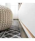 SANTA MONICA Area Rug Kafel Tribal Bohemian Black/Ivory 2 ft. x 10 ft. Indoor/Outdoor Runner Rug