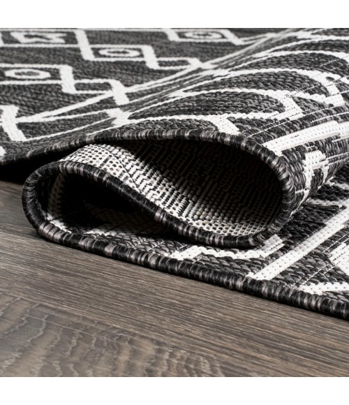 SANTA MONICA Area Rug Kafel Tribal Bohemian Black/Ivory 2 ft. x 10 ft. Indoor/Outdoor Runner Rug