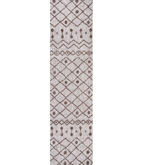 Nokat Tribal Bohemian Beige/Brown 2 ft. x 10 ft. Indoor/Outdoor Runner Rug