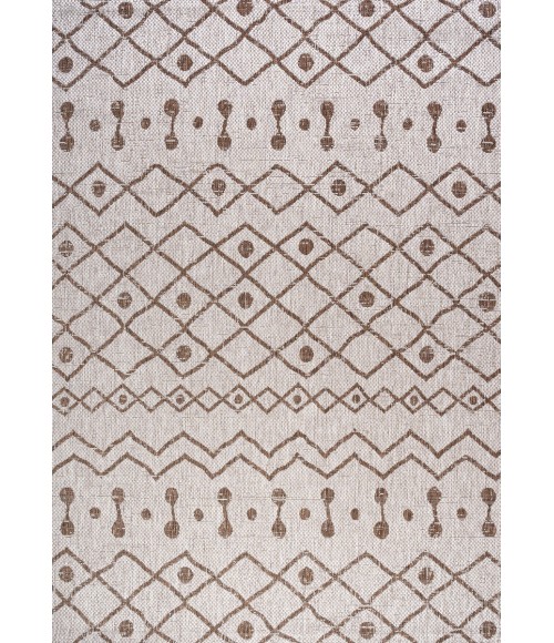 Nokat Tribal Bohemian Beige/Brown 5 ft. x 8 ft. Indoor/Outdoor Area Rug