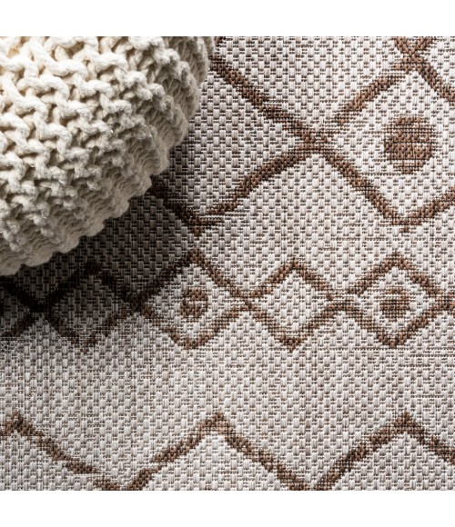 Nokat Tribal Bohemian Beige/Brown 2 ft. x 10 ft. Indoor/Outdoor Runner Rug