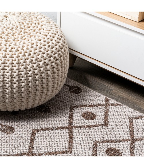 Nokat Tribal Bohemian Beige/Brown 2 ft. x 10 ft. Indoor/Outdoor Runner Rug