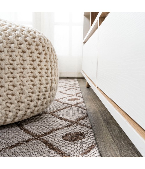 Nokat Tribal Bohemian Beige/Brown 2 ft. x 10 ft. Indoor/Outdoor Runner Rug