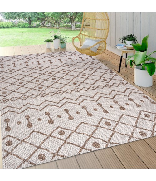 Nokat Tribal Bohemian Beige/Brown 5 ft. x 8 ft. Indoor/Outdoor Area Rug