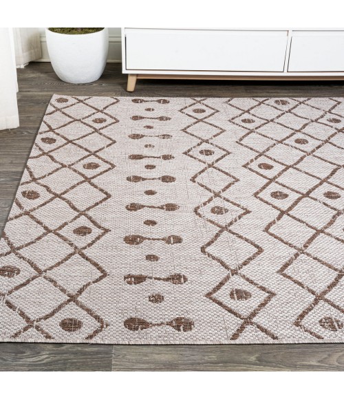 Nokat Tribal Bohemian Beige/Brown 5 ft. x 8 ft. Indoor/Outdoor Area Rug