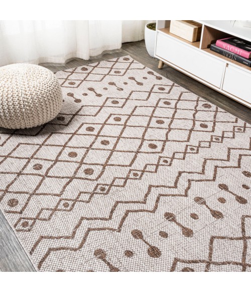 Nokat Tribal Bohemian Beige/Brown 5 ft. x 8 ft. Indoor/Outdoor Area Rug