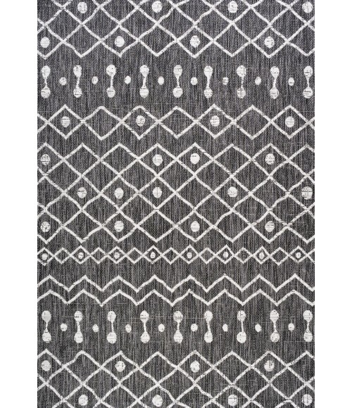 Nokat Tribal Bohemian Black/Ivory 8 ft. x 10 ft. Indoor/Outdoor Area Rug