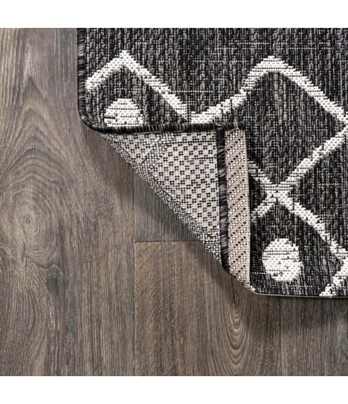 Nokat Tribal Bohemian Black/Ivory 2 ft. x 8 ft. Indoor/Outdoor Runner Rug