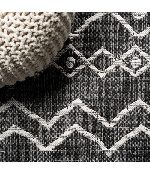 Nokat Tribal Bohemian Black/Ivory 2 ft. x 8 ft. Indoor/Outdoor Runner Rug