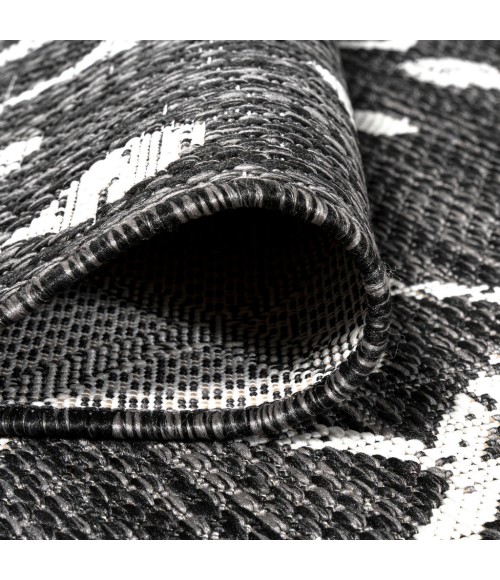 Nokat Tribal Bohemian Black/Ivory 2 ft. x 8 ft. Indoor/Outdoor Runner Rug