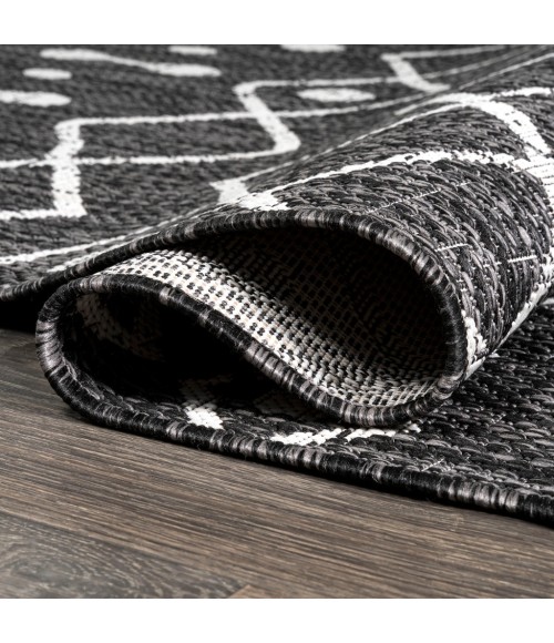 Nokat Tribal Bohemian Black/Ivory 2 ft. x 8 ft. Indoor/Outdoor Runner Rug