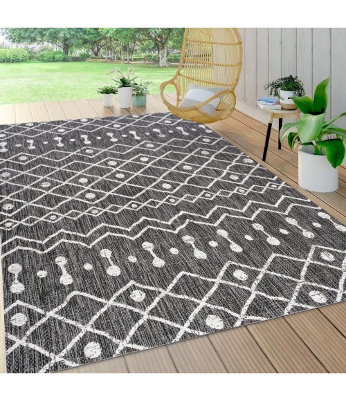 Nokat Tribal Bohemian Black/Ivory 8 ft. x 10 ft. Indoor/Outdoor Area Rug