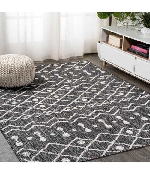 Nokat Tribal Bohemian Black/Ivory 8 ft. x 10 ft. Indoor/Outdoor Area Rug