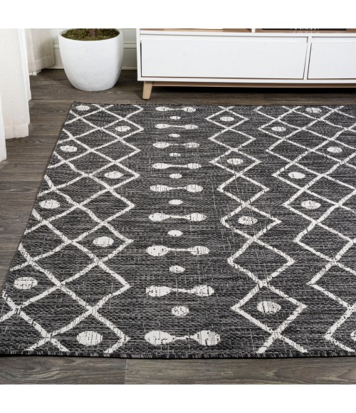 Nokat Tribal Bohemian Black/Ivory 8 ft. x 10 ft. Indoor/Outdoor Area Rug