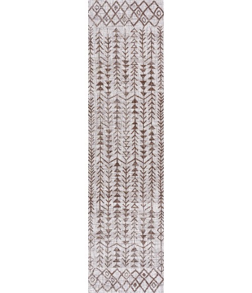 Tokay Bohemian Geometric Beige/Brown 2 ft. x 8 ft. Indoor/Outdoor Runner Rug