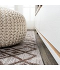 Tokay Bohemian Geometric Beige/Brown 2 ft. x 8 ft. Indoor/Outdoor Runner Rug