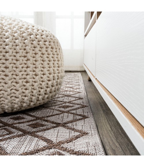 Tokay Bohemian Geometric Beige/Brown 2 ft. x 8 ft. Indoor/Outdoor Runner Rug